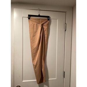 NWOT SKIMS Swim Sarong Skirt Tan Twist Front Maxi Cover Up XXS